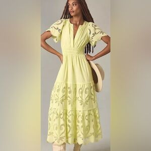 Anthropologie Light Yellow Somerset Maxi Dress